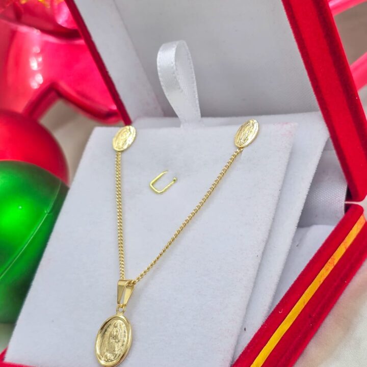 Conjunto virgen de Guadalupe oro laminado 18k