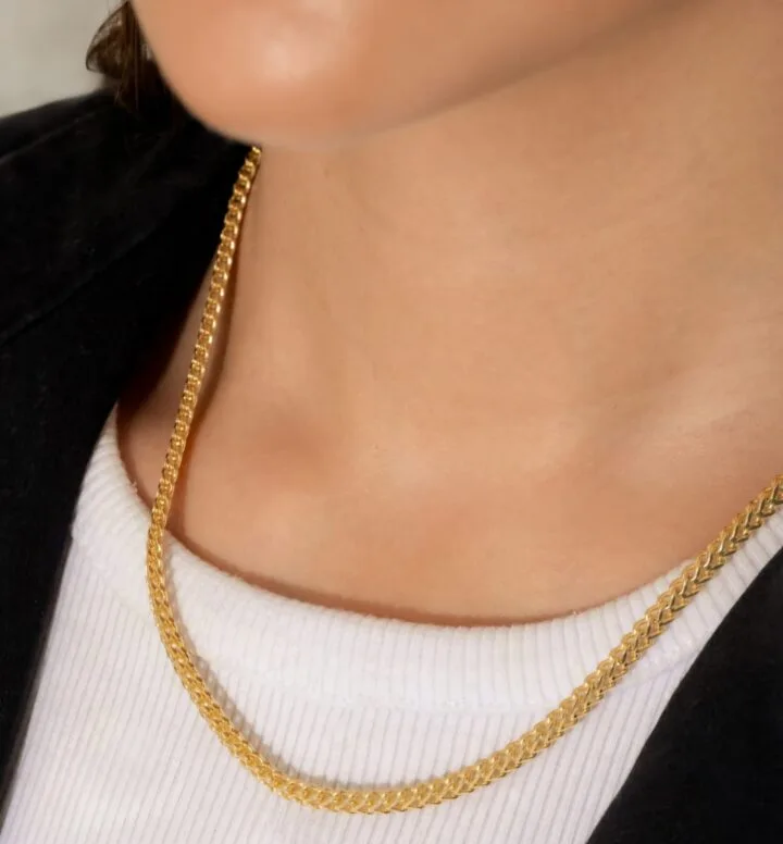 Cadena Tejido Franco Oro Laminado 18k - Imagen 2
