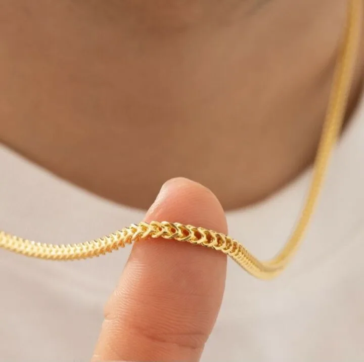 Cadena Tejido Franco Oro Laminado 18k - Imagen 4