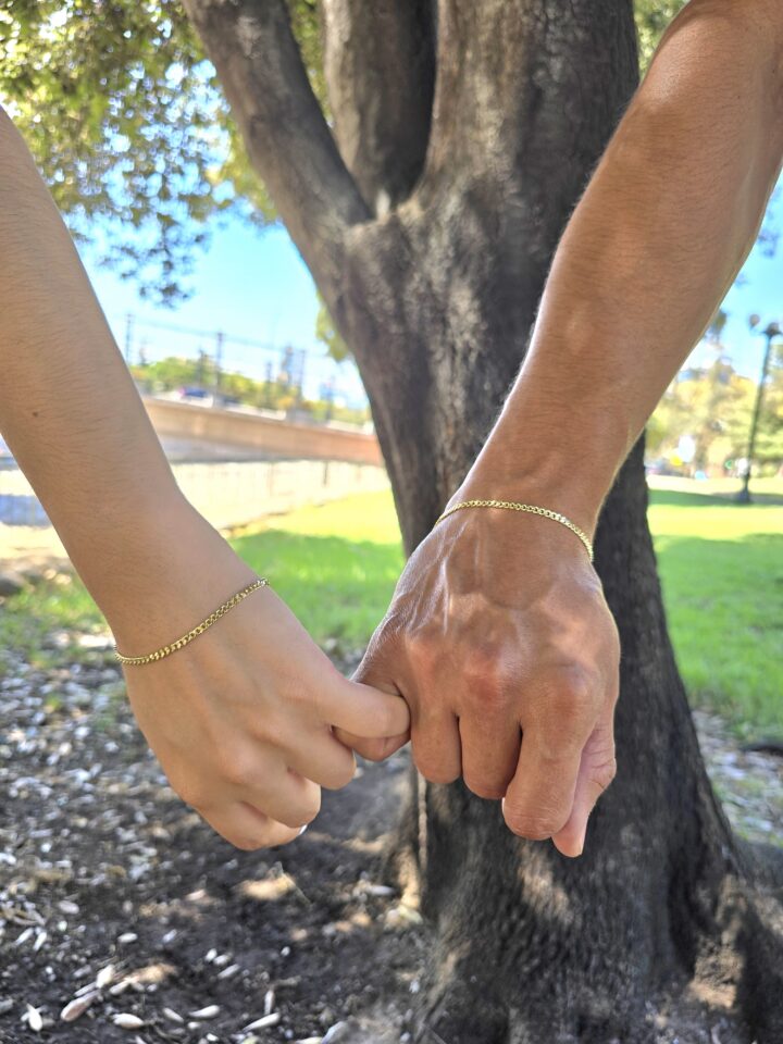 Pulseras Parejas San Valentín tejido cubano oro laminado 18k