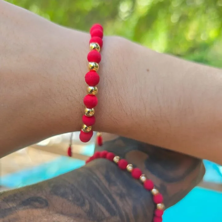 Brazalete Pareja balín oro laminado 18k
