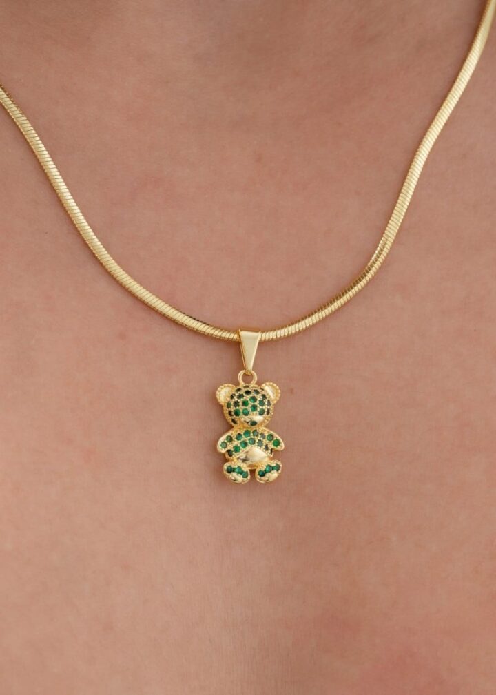 Colgante Oso Green Bear Oro Laminado 18k