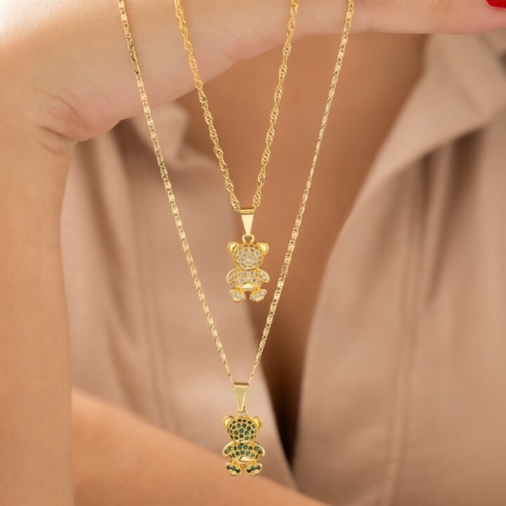 Colgante Oso Green Bear Oro Laminado 18k