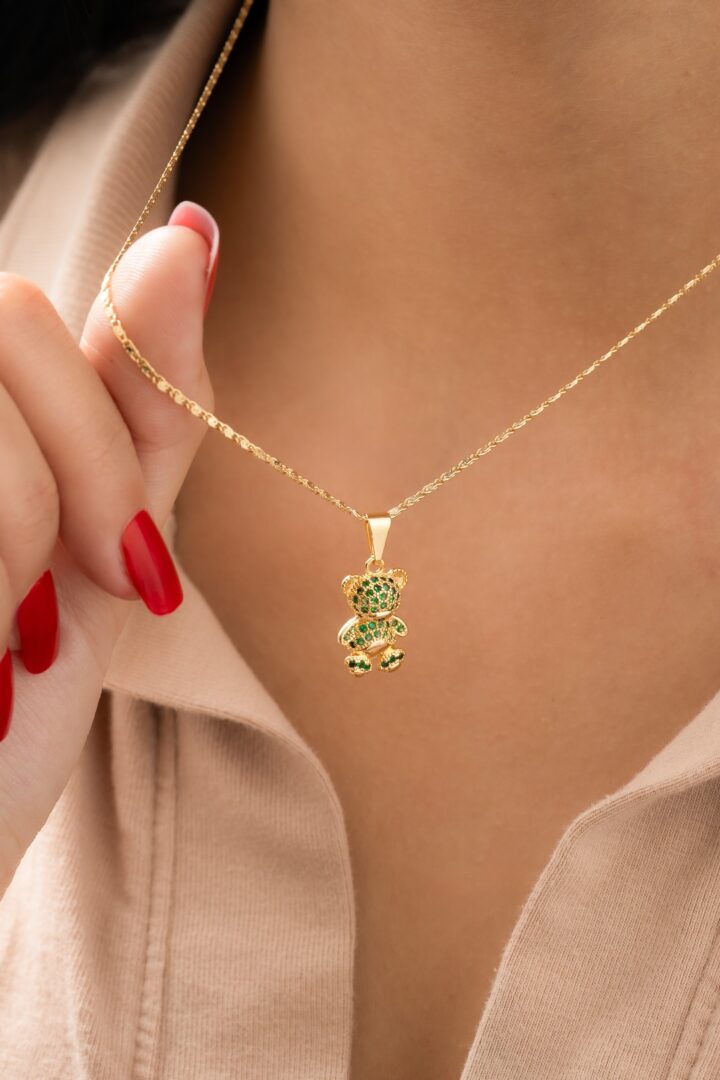 Colgante Oso Green Bear Oro Laminado 18k