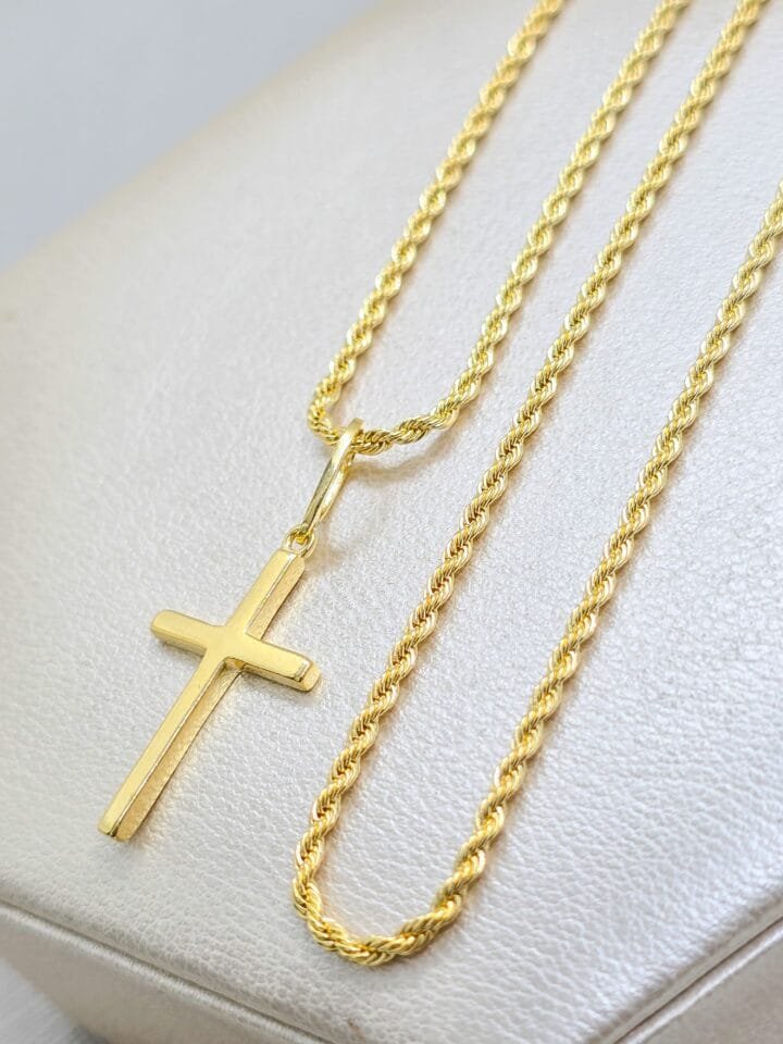 Colgante Cruz lisa Mediana Oro Laminado 18k
