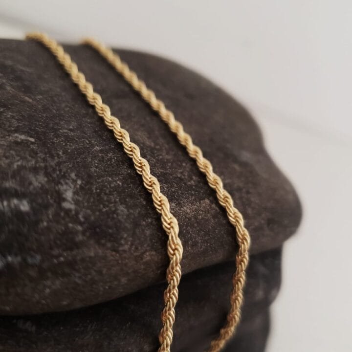 Cadena Tejido Lazo Delgada Oro laminado 18k
