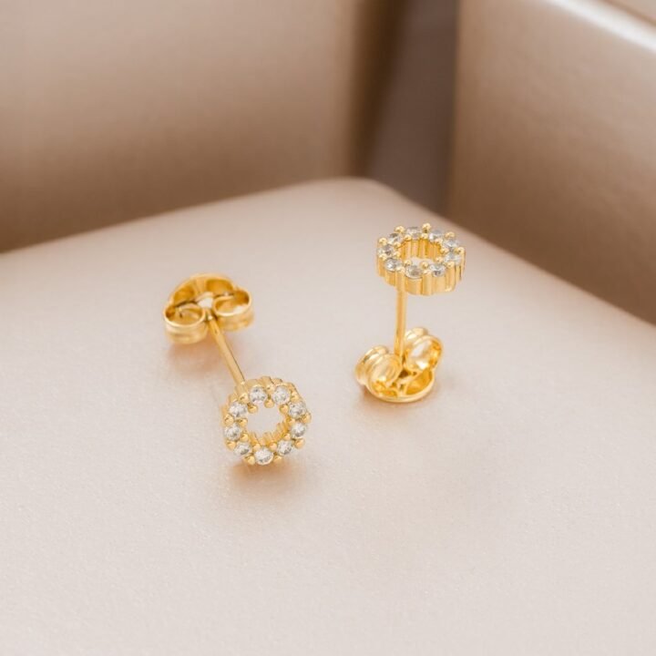 Arete Crystal Circle Oro Laminado 18k