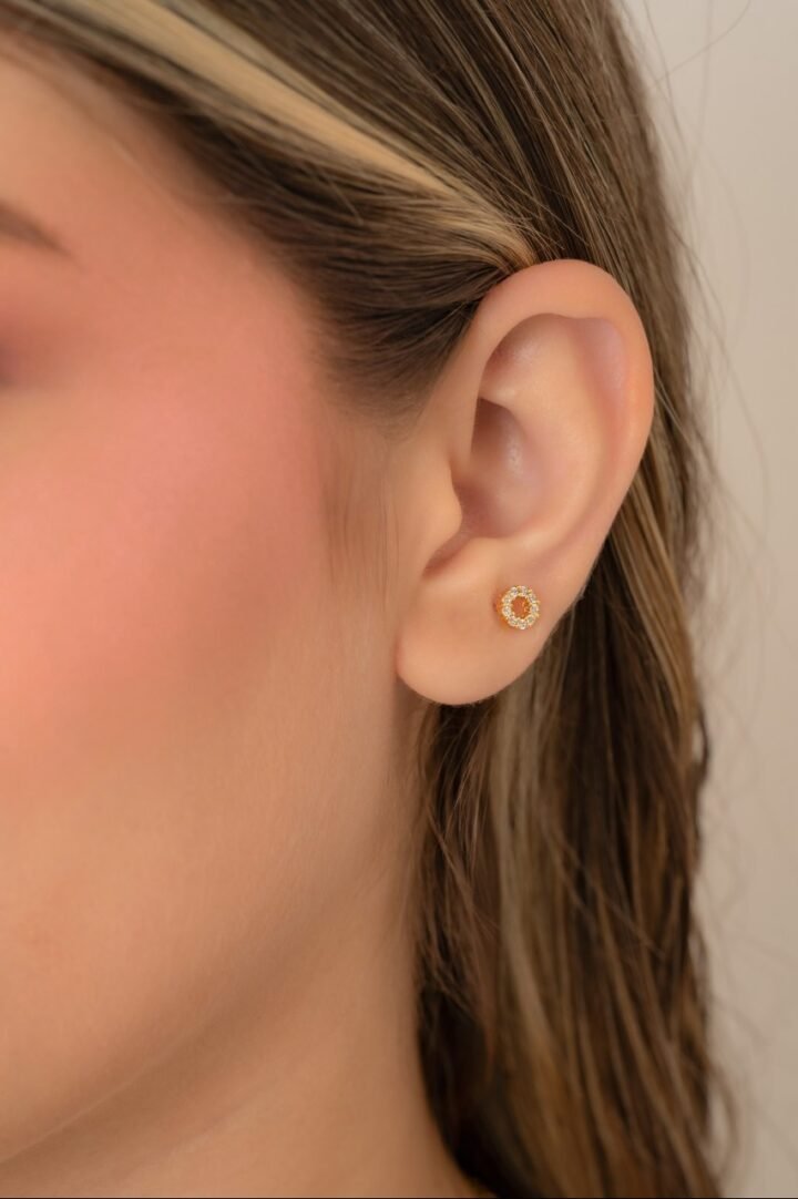 Arete Crystal Circle Oro Laminado 18k