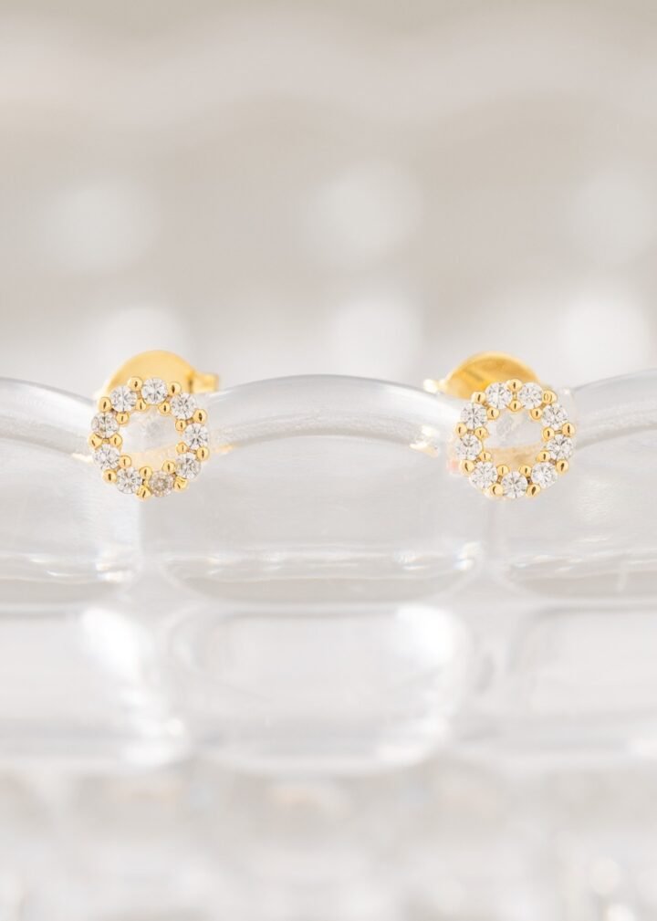 Arete Crystal Circle Oro Laminado 18k