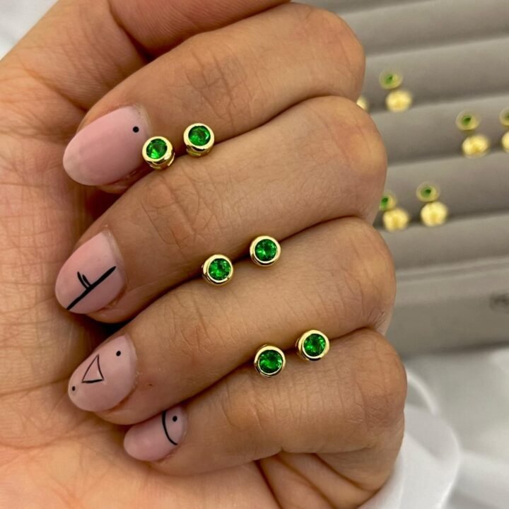 Arete topos Green Circle Oro Laminado 18k