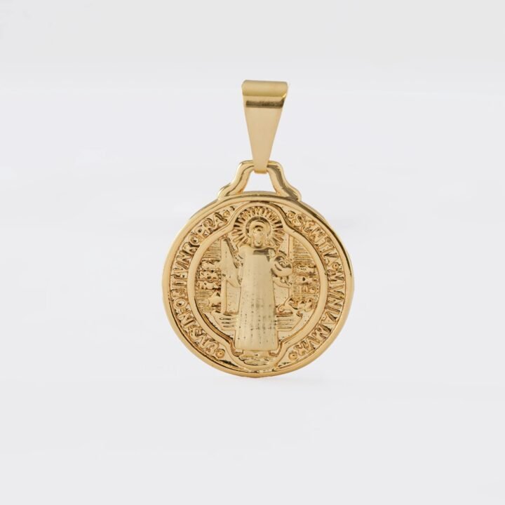 Medalla de San Benito Mediano Oro Laminado 18k