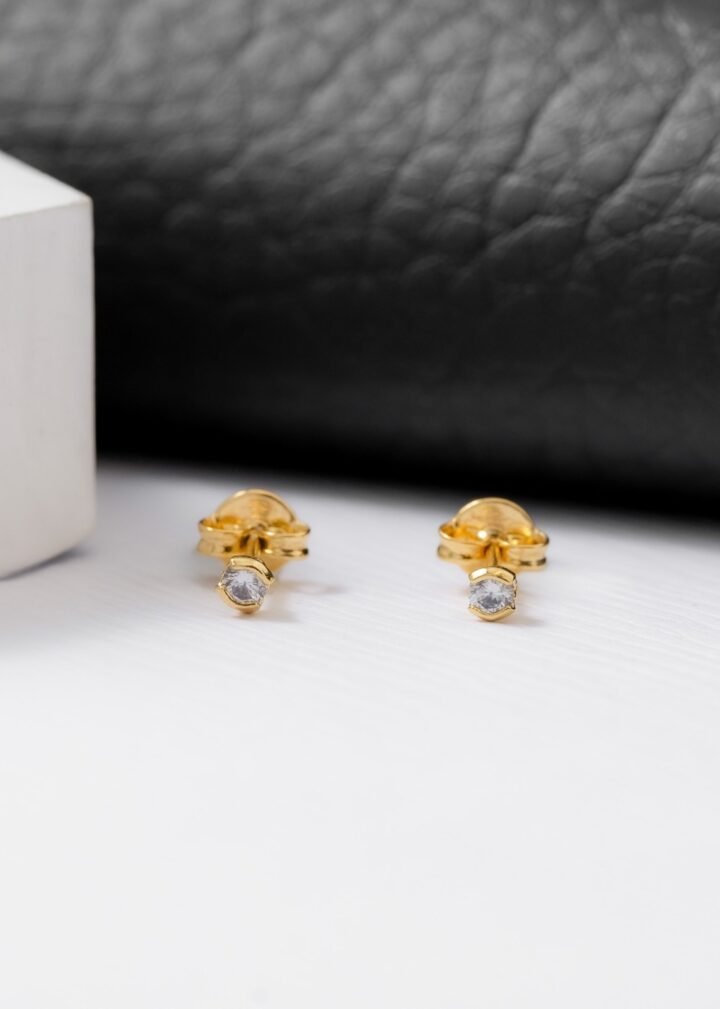 Aretes Circonia Redonda Oro Laminado 18k