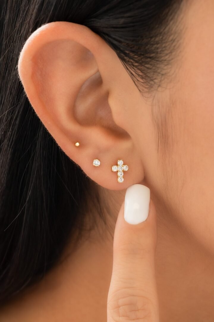 Aretes Circonia Redonda Oro Laminado 18k
