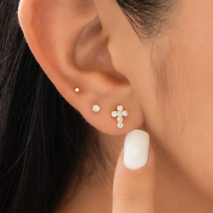 Aretes Circonia Redonda Oro Laminado 18k