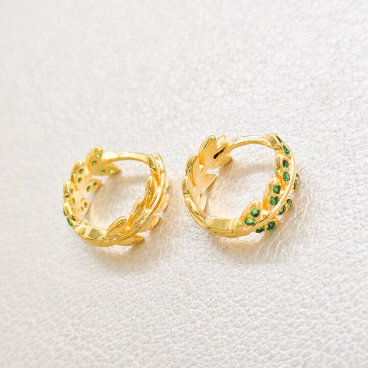 Arete Candonga Hoja Real Oro Laminado 18k