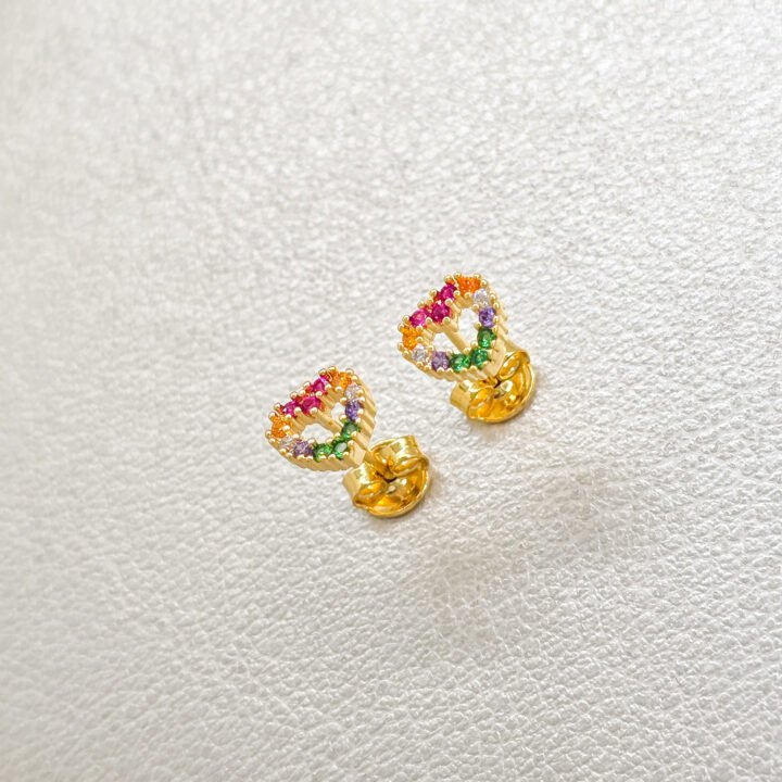 Arete Silueta Corazón colors Oro Laminado 18k