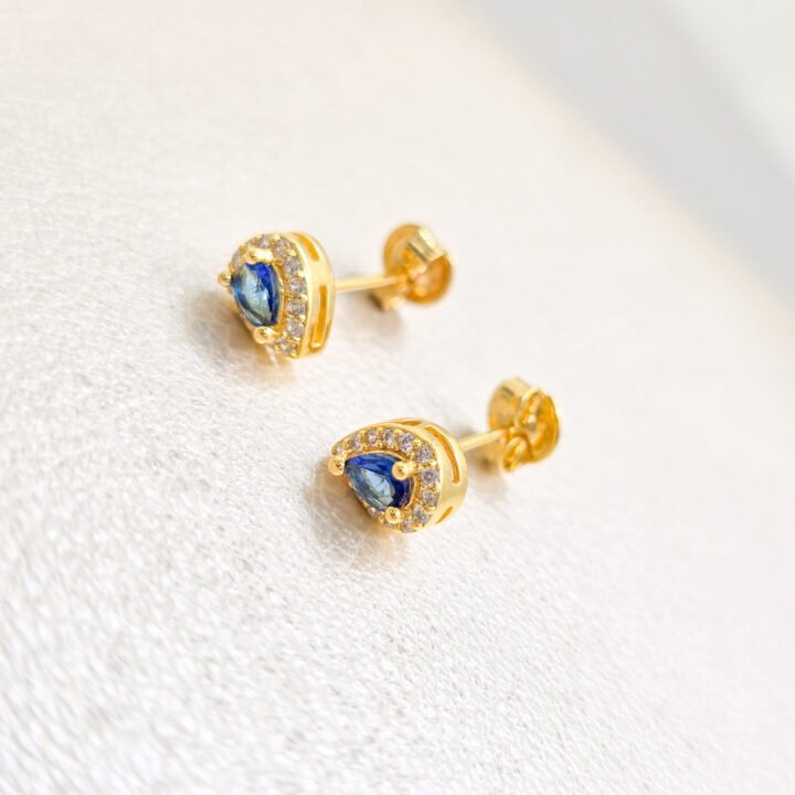 Arete Gota Bordes Circonias Oro Laminado 18k