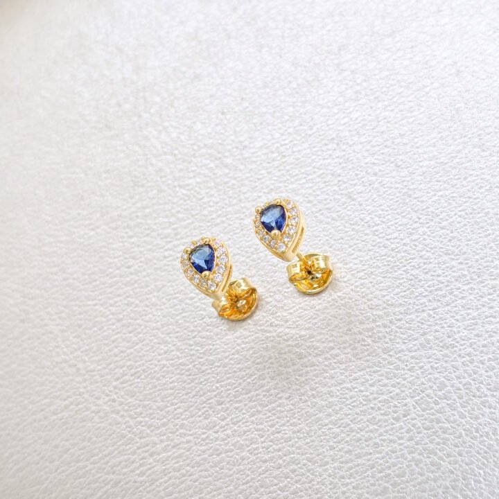 Arete Gota Bordes Circonias Oro Laminado 18k