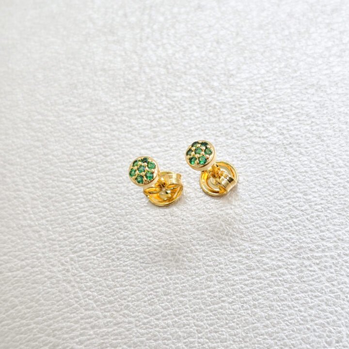 Arete Punto Verde Oro Laminado 18k