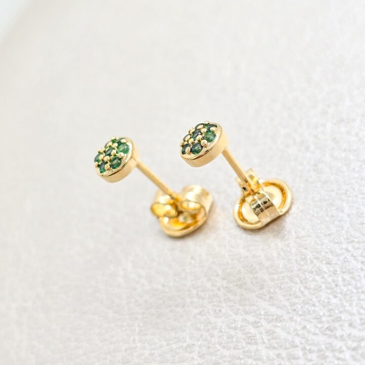 Arete Punto Verde Oro Laminado 18k