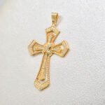 Dije Cruz 3D Circonias Oro Laminado 18k