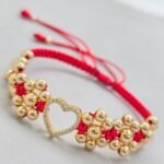 Brazalete Corazón Jaula Cristal Oro Laminado 18k