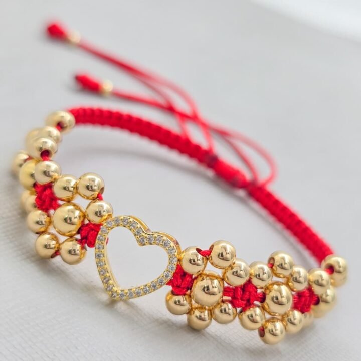 Brazalete Corazón Jaula Cristal Oro Laminado 18k