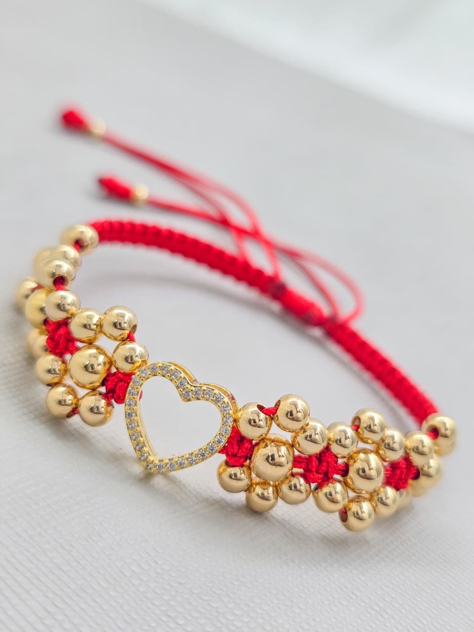Brazalete Corazón Jaula Cristal Oro Laminado 18k